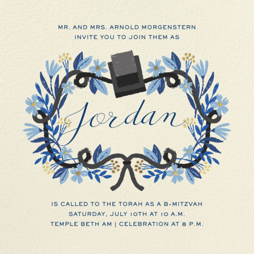 Floral Tefillin - Bar & Bat Mitzvah Invitation by Paperless Post