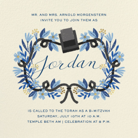 Floral Tefillin - Bar & Bat Mitzvah Invitation by Paperless Post