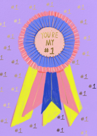 Number One Ribbon - Greeting Card by Carolyn Suzuki Studio