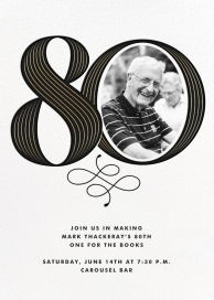 Pinstripe Numerals - 80th Birthday Invitation by Paperless Post