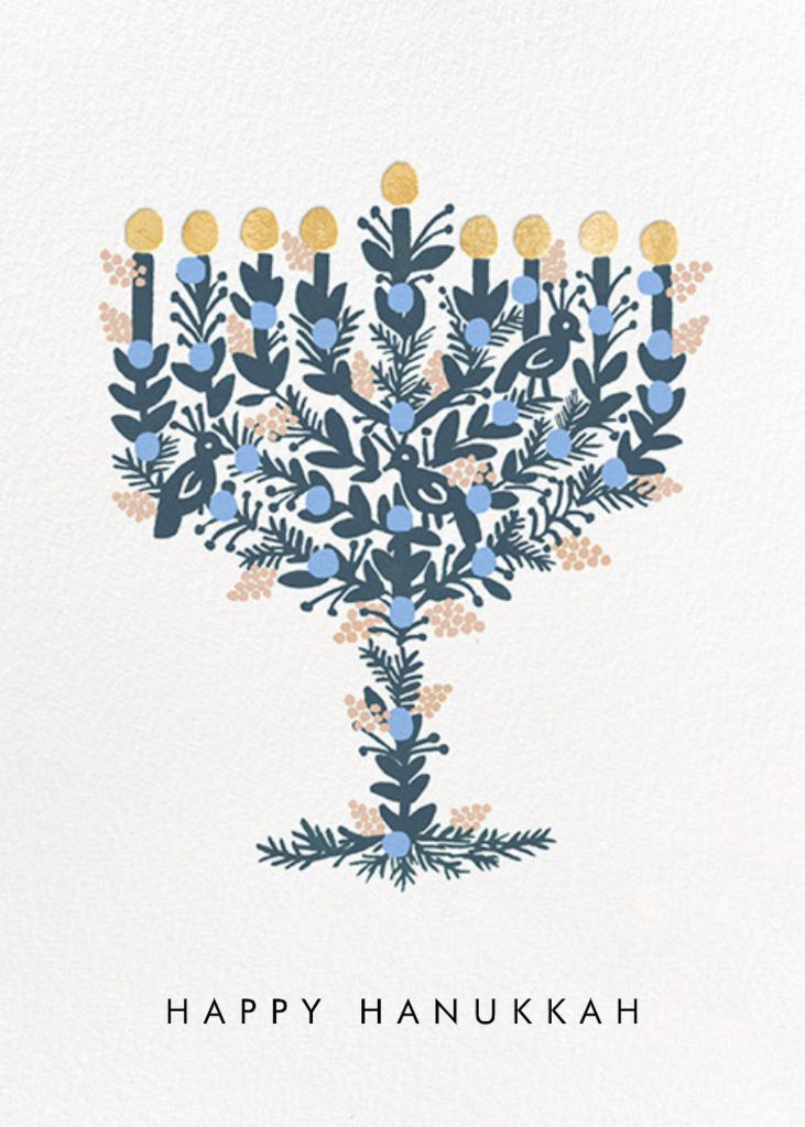 Floral Menorah (Greeting) Hanukkah Card Send online instantly