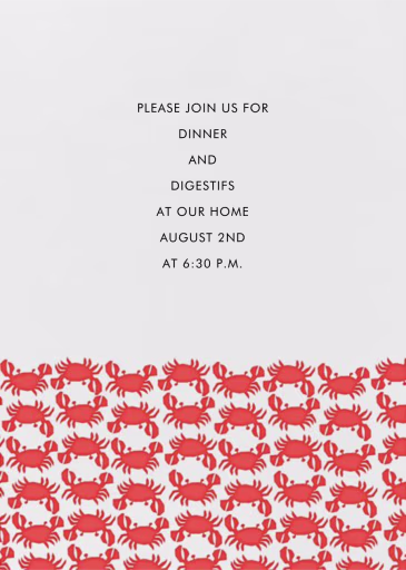 Crab Pattern - Beach Party Invitation by Linda and Harriett