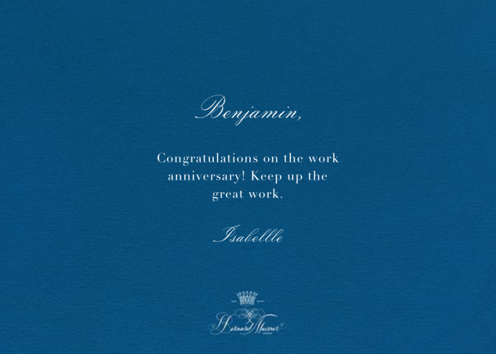 Congratulations Flourish - Work Anniversary Card by Bernard Maisner - Back