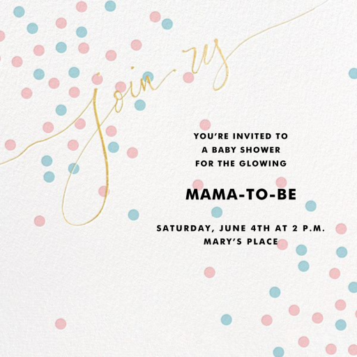 Join Us (Dots) - Baby Shower Invitation by Linda and Harriett