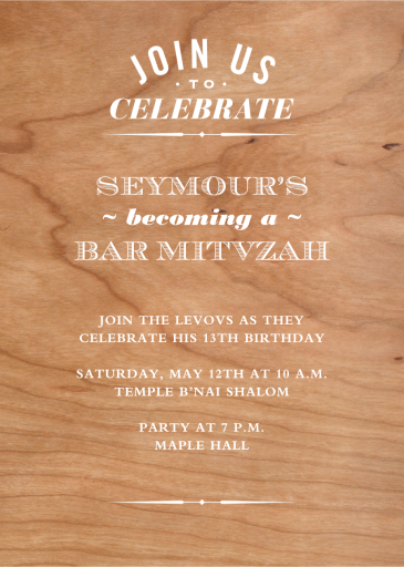 Wood You Be Mine - Bar & Bat Mitzvah Invitation by Paperless Post