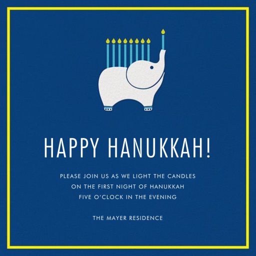 Elephant's Menorah - Hanukkah Invitation by Jonathan Adler