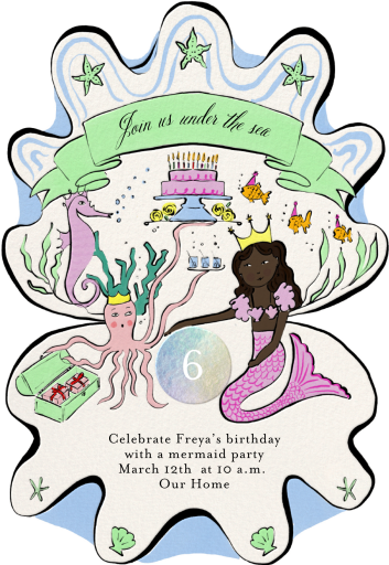 Mermaid Shell - Birthday Invitation by Tamborine Press