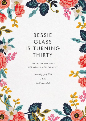 Birch Monarch Photo (Tall) - Birthday Invitation by Rifle Paper Co. - Back