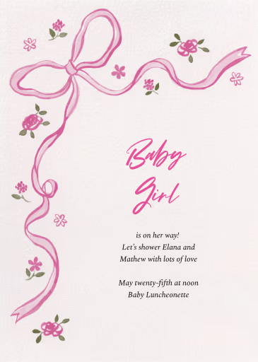 Rosy Bow - Baby Shower Invitation by Paperless Post