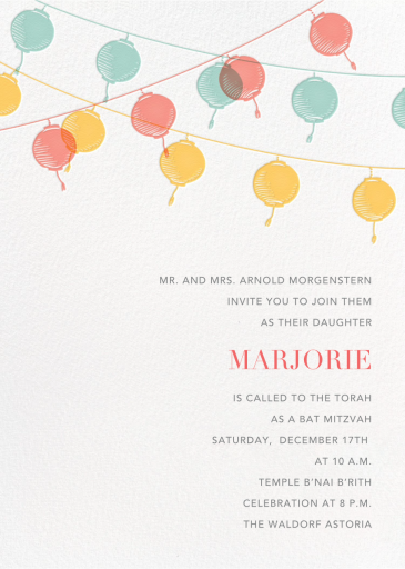 Golden String Lanterns - Bar & Bat Mitzvah Invitation by Paperless Post