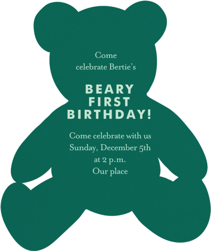 Plaid Bow Teddy Bear Invitation - Back