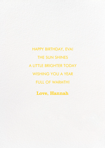 You Made It Sunshine - Birthday Card by 2021 Co. - Back
