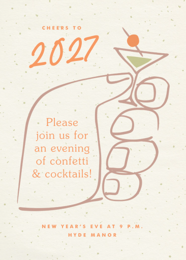 Cocktail Hand NYE Invitation