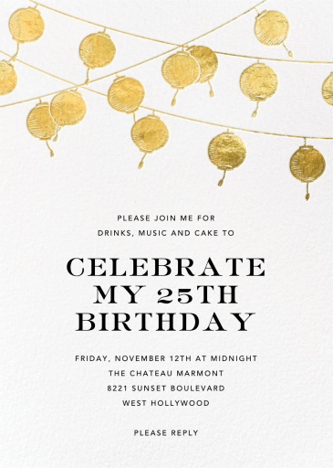 Golden String Lanterns - Picnic Invitation by Paperless Post