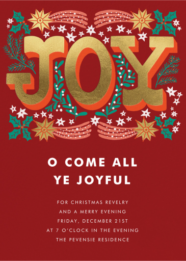 Just Joy (Tall) - Holiday Party Invitation by Hello!Lucky