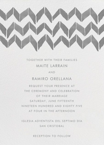 Big Zig Zag - Wedding Invitation by Linda and Harriett