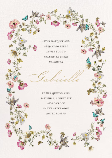 Blue Butterflies - Quinceañera Invitation by Monique Lhuillier