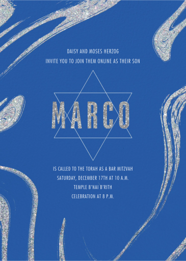 Glitter Marble - Bar & Bat Mitzvah Invitation by Paperless Post