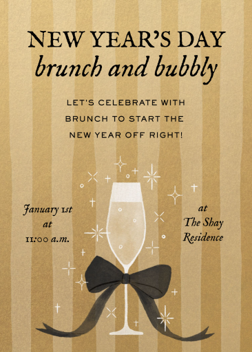 Gold Stripe Champagne Invitation