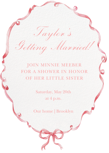 Pink Ribbon Bow Frame Invitation