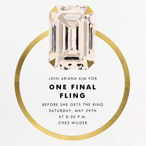 Emerald Cut - Bachelorette Party Invitation by Carolyn Suzuki Studio