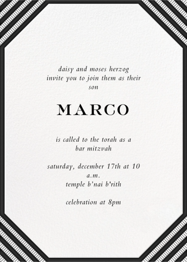 Claridge Tall - Bar & Bat Mitzvah Invitation by Paperless Post