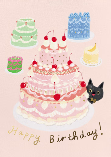 Cat Got the Cream - Birthday Card by Carolyn Suzuki Studio