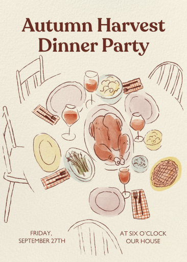 Illustrated Dinner Party Invitation