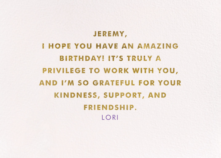 Birthday Burst (Charlotte Trounce) - Business Greeting Card by Wrap - Back