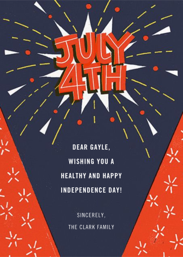 Patriotic Pyrotechnics - 4th of July Card by Paperless Post