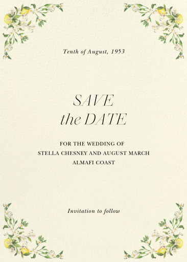 Citrus and Petals Photo - Invitation by  Monique Lhuillier - Back