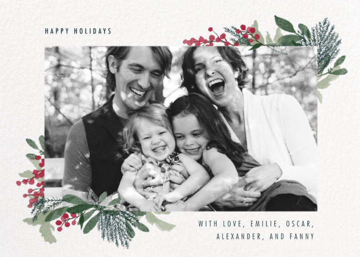 Photo Holiday Berry Frame Card