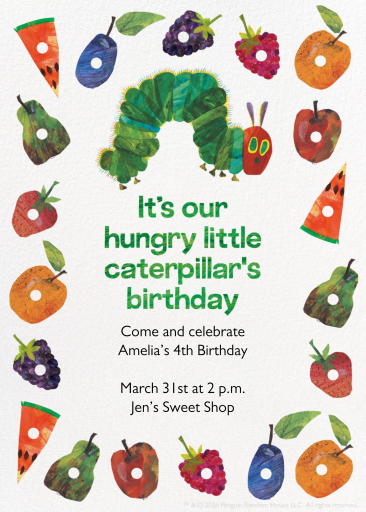 Hungry Caterpillar Birthday Invitation