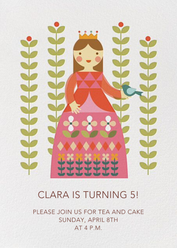 Princess and Flora - Birthday Invitation by Petit Collage