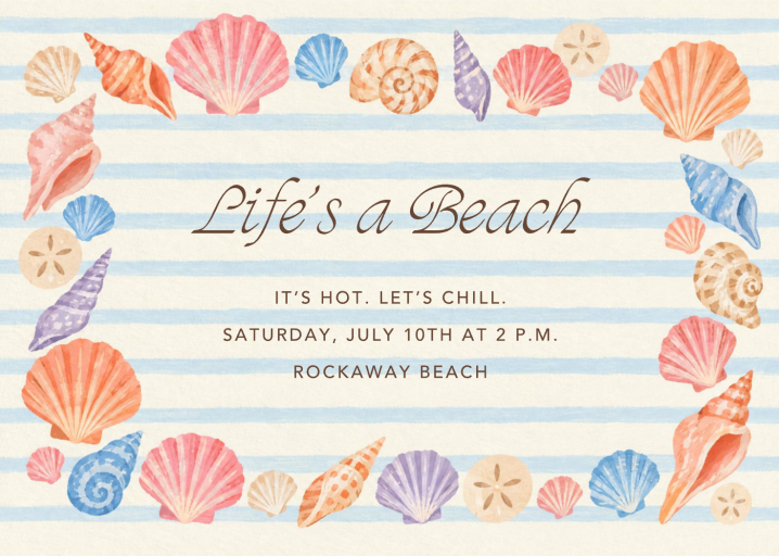 Watercolor Seashells Invitation
