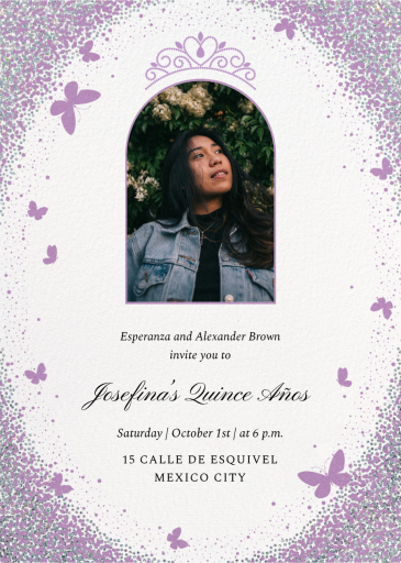 Sparkling Butterfly - Quinceañera Invitation by Paperless Post