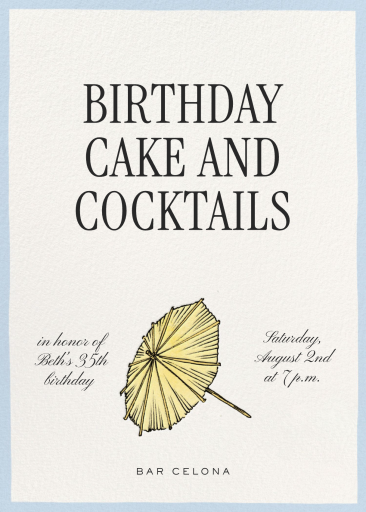 Cocktail Umbrella - Birthday Invitation by Martha Stewart
