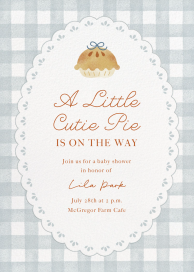 Blue Gingham Pie Baby Invitation