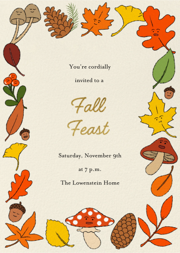Fall Foraging - Fall Party Invitation by Min Heo