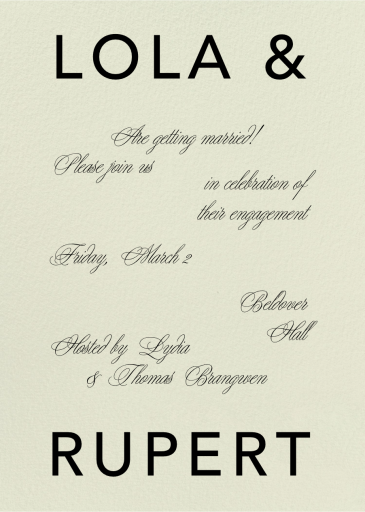 Details in the Script - Engagement Party Invitation by Goods Gang