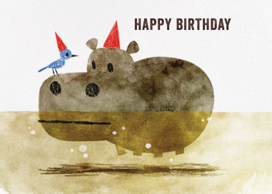 Bird and Hippo (Chris Sasaki) - Birthday Card by Red Cap Cards