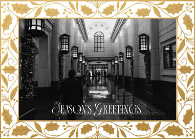 Golden Holly Horizontal - Business Holiday Card by Paperless Post