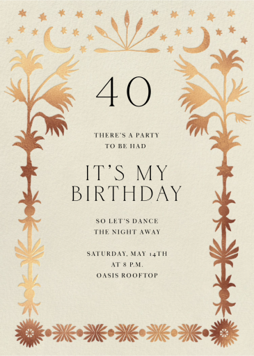 Golden Oasis - Birthday Invitation by Jungalow