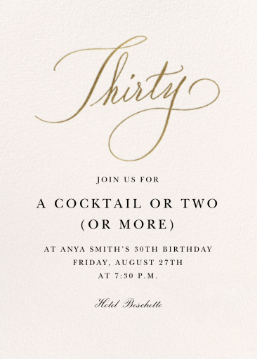 Milestone Manuscript - 30th Birthday Invitation by Stephanie Fishwick