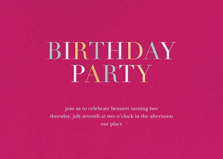 Tricolor Birthday - Invitation by Sugar Paper