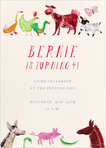 Petting Zoo - Birthday Invitation by Mr. Boddington's Studio