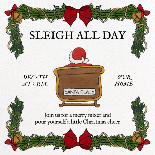 Santa Sleigh Holiday Invitation