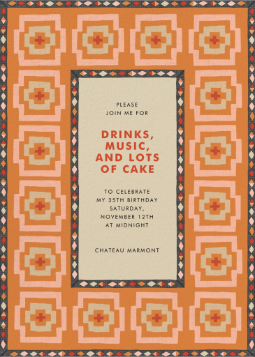 Geometric Patterned Border - Birthday Invitation by Jungalow