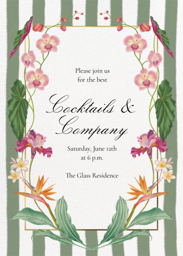 Tropical Floral Stripe Invitation