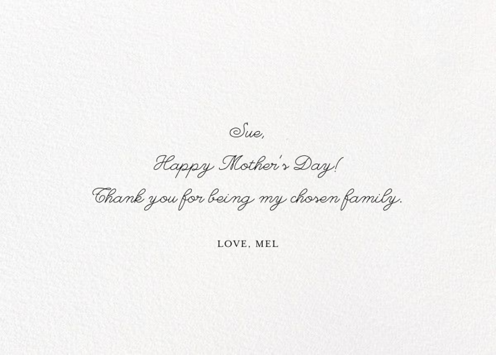 Basket of Blooms (Emily Isabella) - Mother's Day Card by Red Cap Cards - Back